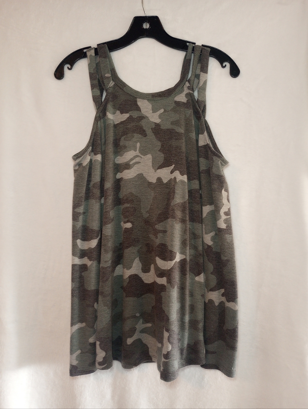 Cold Shoulder Camo Indie Sleaze Top Feminine Utility Streetwear Gorpcore Blouse